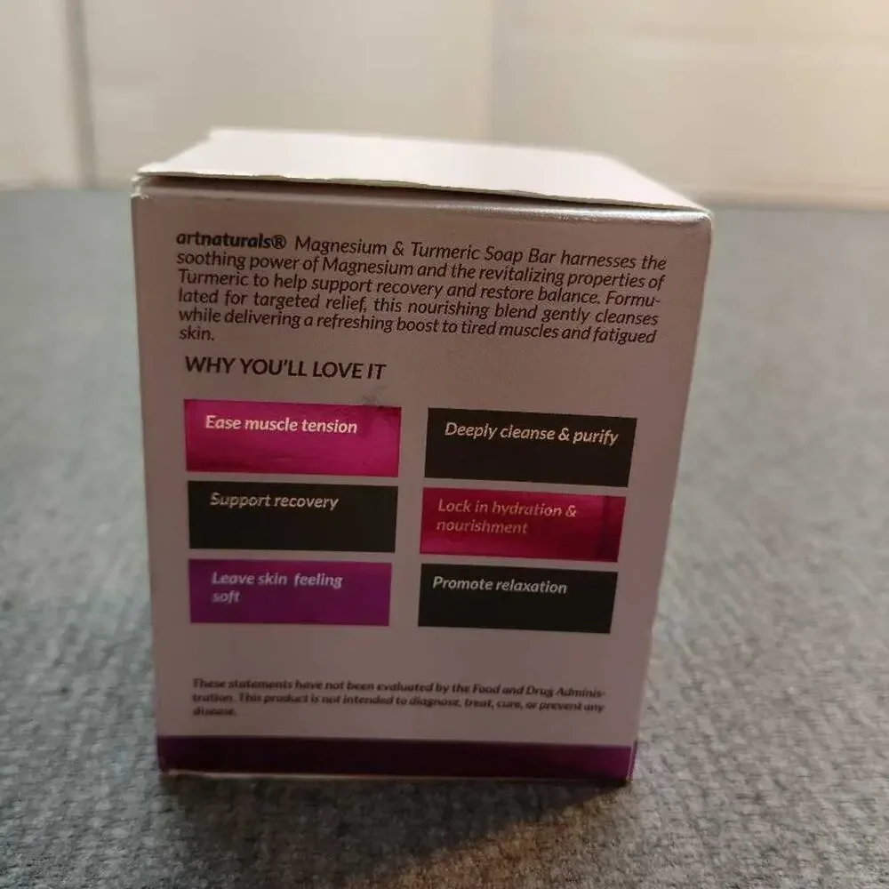 artnaturals Magnesium Turmeric Soap Bars 2 Pack 5oz Honey Scent Vegan New